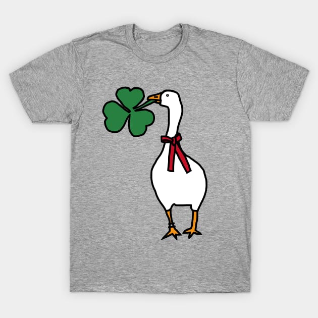 Saint Patricks Day Goose Steals Shamrock T-Shirt by ellenhenryart